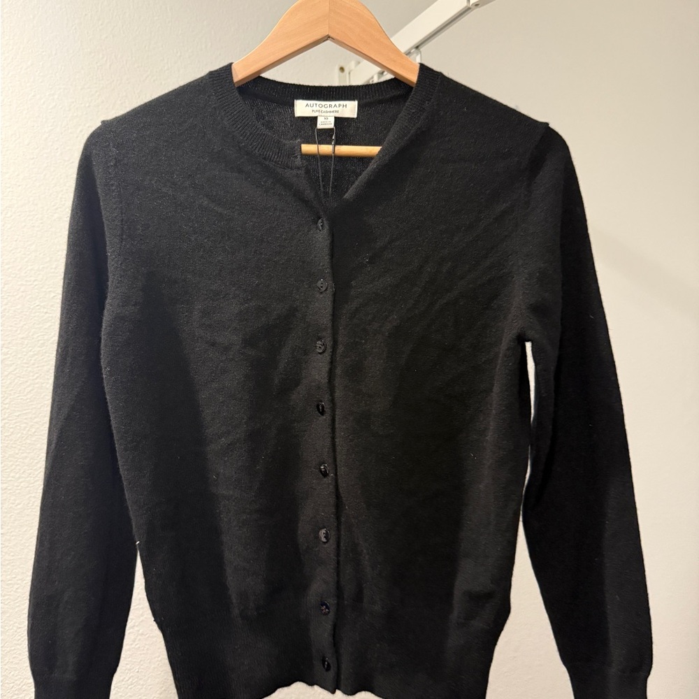 Autograph Classic Black Cashmere Cardigan